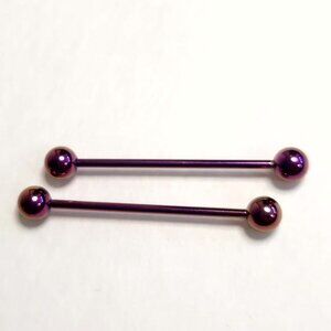 Pink Anodized Industrial Bars Set of 2; 34mm length, 14g